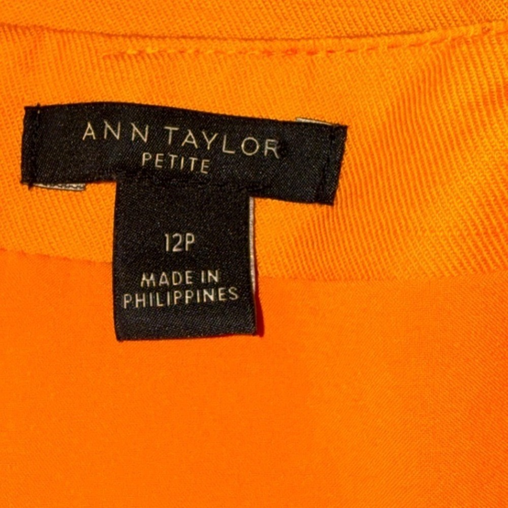 Ann Taylor Petite Orange Sleeveless Square Neck Sheath Dress 12P linen - Picture 3 of 11